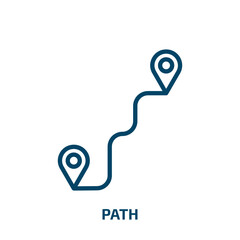 Poster - path icon from strategy collection. Thin linear path, business, navigation outline icon isolated on white background. Line vector path sign, symbol for web and mobile