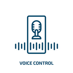Poster - voice control icon from smart home collection. Thin linear voice control, voice, control outline icon isolated on white background. Line vector voice control sign, symbol for web and mobile