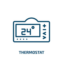 Poster - thermostat icon from smart home collection. Thin linear thermostat, heat, air outline icon isolated on white background. Line vector thermostat sign, symbol for web and mobile