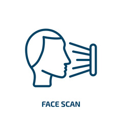Poster - face scan icon from smart home collection. Thin linear face scan, scanning, access outline icon isolated on white background. Line vector face scan sign, symbol for web and mobile