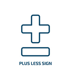 Poster - plus less sign icon from signs collection. Thin linear plus less sign, less, plus outline icon isolated on white background. Line vector plus less sign sign, symbol for web and mobile