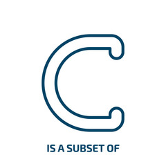 Poster - is a subset of symbol icon from signs collection. Thin linear is a subset of symbol, education, math outline icon isolated on white background. Line vector is a subset of symbol sign, symbol for web