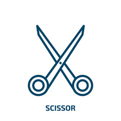 Poster - scissor icon from miscellaneous collection. Thin linear scissor, scissors, hair outline icon isolated on white background. Line vector scissor sign, symbol for web and mobile