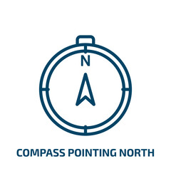Poster - compass pointing north icon from miscellaneous collection. thin linear compass pointing north, arrow