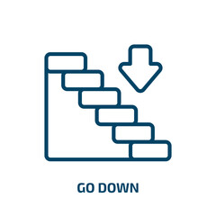 Poster - go down icon from hotel and restaurant collection. Thin linear go down, down, up outline icon isolated on white background. Line vector go down sign, symbol for web and mobile