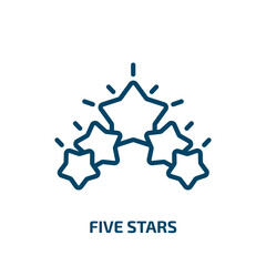 Poster - five stars icon from hotel and restaurant collection. Thin linear five stars, star, rating outline icon isolated on white background. Line vector five stars sign, symbol for web and mobile