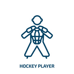 Poster - hockey player icon from hockey collection. Thin linear hockey player, ice, stick outline icon isolated on white background. Line vector hockey player sign, symbol for web and mobile