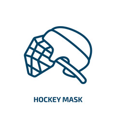 Poster - hockey mask icon from hockey collection. Thin linear hockey mask, competition, helmet outline icon isolated on white background. Line vector hockey mask sign, symbol for web and mobile