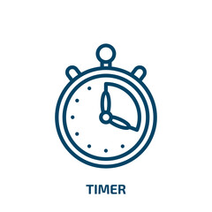 Poster - timer icon from hockey collection. Thin linear timer, business, stopwatch outline icon isolated on white background. Line vector timer sign, symbol for web and mobile