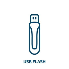 Poster - usb flash icon from hardware collection. Thin linear usb flash, usb, computer outline icon isolated on white background. Line vector usb flash sign, symbol for web and mobile