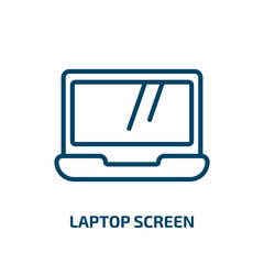 Poster - laptop screen icon from hardware collection. Thin linear laptop screen, screen, laptop outline icon isolated on white background. Line vector laptop screen sign, symbol for web and mobile