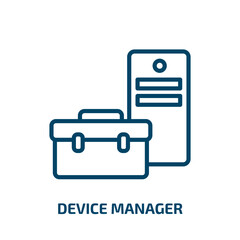 Poster - device manager icon from hardware collection. Thin linear device manager, device, business outline icon isolated on white background. Line vector device manager sign, symbol for web and mobile