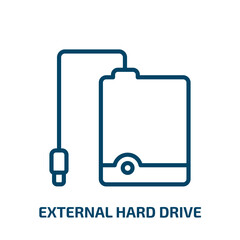 Poster - external hard drive icon from hardware collection. Thin linear external hard drive, hardware, disk outline icon isolated on white background. Line vector external hard drive sign, symbol for web and