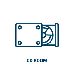 Poster - cd room icon from hardware collection. Thin linear cd room, sound, video outline icon isolated on white background. Line vector cd room sign, symbol for web and mobile