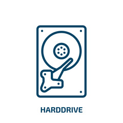 Poster - harddrive icon from hardware collection. Thin linear harddrive, data, computer outline icon isolated on white background. Line vector harddrive sign, symbol for web and mobile