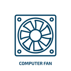 Poster - computer fan icon from hardware collection. Thin linear computer fan, fan, computer outline icon isolated on white background. Line vector computer fan sign, symbol for web and mobile
