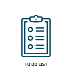 Poster - to do list icon from gym and fitness collection. Thin linear to do list, list, report outline icon isolated on white background. Line vector to do list sign, symbol for web and mobile