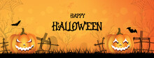 Sale Promotion Banner With Halloween Pumpkins With Special Occasion Discount Offer.