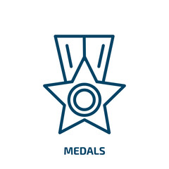 Poster - medals icon from football collection. Thin linear medals, medal, competition outline icon isolated on white background. Line vector medals sign, symbol for web and mobile