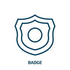 Poster - badge icon from football collection. Thin linear badge, label, quality outline icon isolated on white background. Line vector badge sign, symbol for web and mobile
