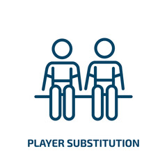 Poster - player substitution icon from football collection. Thin linear player substitution, substitution, player outline icon isolated on white background. Line vector player substitution sign, symbol for web