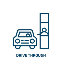 Poster - drive through icon from food collection. thin linear drive through, drive, speed outline icon isolat