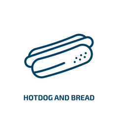 Wall Mural - hotdog and bread icon from food collection. Thin linear hotdog and bread, lunch, hotdog outline icon isolated on white background. Line vector hotdog and bread sign, symbol for web and mobile