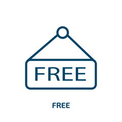 Poster - free icon from fast food collection. Thin linear free, business, product outline icon isolated on white background. Line vector free sign, symbol for web and mobile