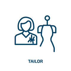 Poster - tailor icon from fashion collection. Thin linear tailor, dress, textile outline icon isolated on white background. Line vector tailor sign, symbol for web and mobile