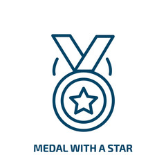 Poster - medal with a star icon from fashion collection. Thin linear medal with a star, quality, success outline icon isolated on white background. Line vector medal with a star sign, symbol for web and mobile