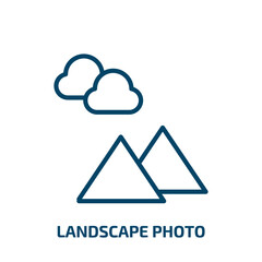 Poster - landscape photo icon from electronic stuff fill collection. Thin linear landscape photo, photography, frame outline icon isolated on white background. Line vector landscape photo sign, symbol for web