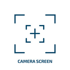 Poster - camera screen icon from electronic stuff fill collection. Thin linear camera screen, screen, camera outline icon isolated on white background. Line vector camera screen sign, symbol for web and mobile