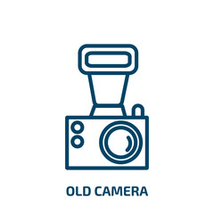 Poster - old camera icon from electronic stuff fill collection. Thin linear old camera, camera, old outline icon isolated on white background. Line vector old camera sign, symbol for web and mobile