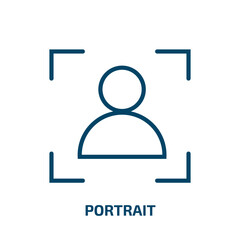 Poster - portrait icon from electronic stuff fill collection. Thin linear portrait, head, character outline icon isolated on white background. Line vector portrait sign, symbol for web and mobile