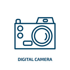 Poster - digital camera icon from electronic stuff fill collection. Thin linear digital camera, camera, digital outline icon isolated on white background. Line vector digital camera sign, symbol for web and