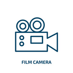 Poster - film camera icon from electronic stuff fill collection. Thin linear film camera, camera, photo outline icon isolated on white background. Line vector film camera sign, symbol for web and mobile
