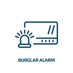 Poster - burglar alarm icon from electronic devices collection. Thin linear burglar alarm, security, burglar outline icon isolated on white background. Line vector burglar alarm sign, symbol for web and mobile