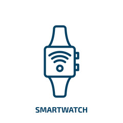 Poster - smartwatch icon from electronic devices collection. Thin linear smartwatch, device, smart outline icon isolated on white background. Line vector smartwatch sign, symbol for web and mobile