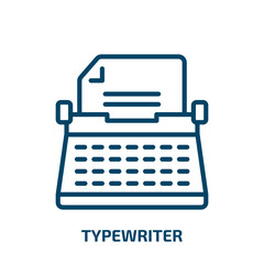 Poster - typewriter icon from electronic devices collection. Thin linear typewriter, document, paper outline icon isolated on white background. Line vector typewriter sign, symbol for web and mobile