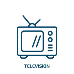 Poster - television icon from electronic devices collection. Thin linear television, movie, video outline icon isolated on white background. Line vector television sign, symbol for web and mobile