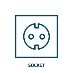 Poster - socket icon from electrian connections collection. Thin linear socket, plug, power outline icon isolated on white background. Line vector socket sign, symbol for web and mobile