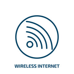 Poster - wireless internet icon from electrian connections collection. Thin linear wireless internet, internet, wireless outline icon isolated on white background. Line vector wireless internet sign, symbol