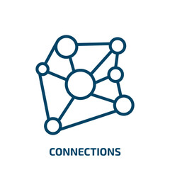 Poster - connections icon from electrian connections collection. Thin linear connections, business, connection outline icon isolated on white background. Line vector connections sign, symbol for web and mobile