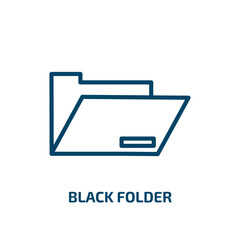 Poster - black folder icon from education collection. Thin linear black folder, folder, business outline icon isolated on white background. Line vector black folder sign, symbol for web and mobile