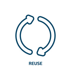 Poster - reuse icon from ecology collection. Thin linear reuse, ecology, recycle outline icon isolated on white background. Line vector reuse sign, symbol for web and mobile