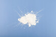 Titanium dioxide powder. TiO2 also known as titanium (IV) oxide or titania. Food additive, E171.  Inorganic compound, white chemical alimentary pigment
