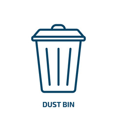 Poster - dust bin icon from ecology collection. Thin linear dust bin, bin, dust outline icon isolated on white background. Line vector dust bin sign, symbol for web and mobile