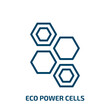 eco power cells icon from ecology collection. Thin linear eco power cells, energy, power outline icon isolated on white background. Line vector eco power cells sign, symbol for web and mobile
