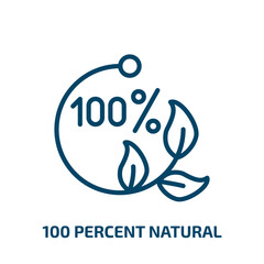 Poster - 100 percent natural icon from ecology collection. Thin linear 100 percent natural, eco, organic outline icon isolated on white background. Line vector 100 percent natural sign, symbol for web and