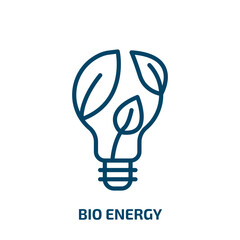 Poster - bio energy symbol icon from ecology collection. Thin linear bio energy symbol, bio, plant outline icon isolated on white background. Line vector bio energy symbol sign, symbol for web and mobile